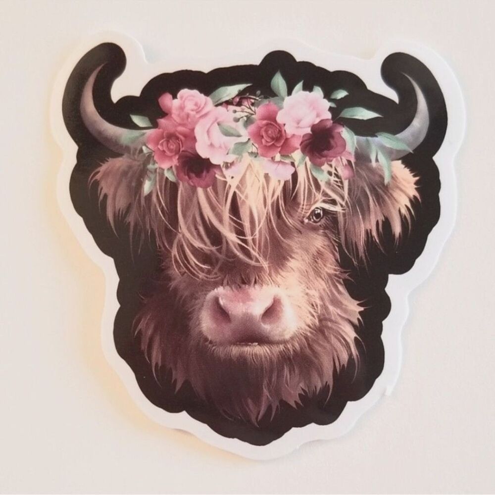 Pretty‎ Highland Cow Sticker